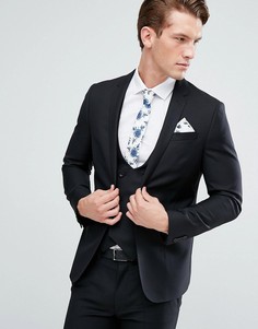 Черный приталенный пиджак из 100% шерсти ASOS - Черный