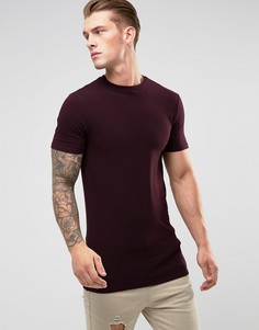 Бордовая длинная обтягивающая футболка River Island - Красный