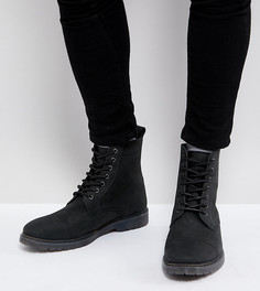 Черные кожаные ботинки на шнуровке с ребристой подошвой ASOS - Черный