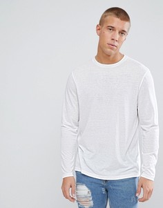 Белый лонгслив с добавлением льна ASOS - Белый