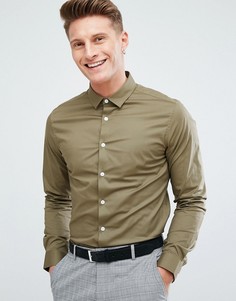 Зауженная рубашка оливкового цвета ASOS - Зеленый