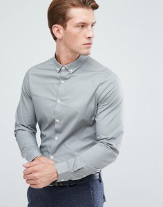 Серая приталенная рубашка с воротником на пуговице ASOS - Серый