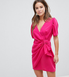 Платье мини с пышными рукавами ASOS PETITE - Розовый