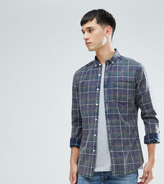 Приталенная рубашка в клетку с эффектом кислотной стирки ASOS TALL - Зеленый