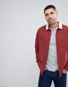 Бордовая рубашка с воротником из искусственного меха ASOS - Красный