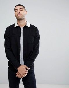 Черная рубашка с воротником из искусственного меха ASOS - Черный