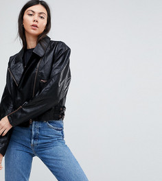 Укороченная байкерская куртка из искусственной кожи в стиле 80-х ASOS TALL - Черный