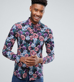 Рубашка скинни с цветочным принтом ASOS TALL - Темно-синий