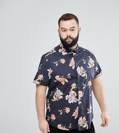 Черная эластичная приталенная рубашка с цветочным принтом ASOS PLUS - Черный