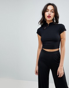 Кроп-топ с воротником-стойкой ASOS - Черный
