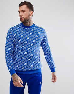 Синий свитшот с принтом adidas Originals CV8600 - Синий