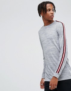 Длинный лонгслив серого меланжевого цвета с кантом на рукавах ASOS - Серый