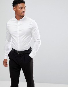 Рубашка скинни с воротником-стойкой из сатина ASOS - Белый