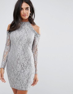 Кружевное платье миди AX Paris - Серый