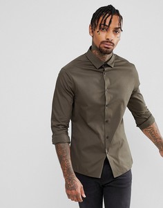 Облегающая рубашка цвета темного хаки ASOS - Зеленый