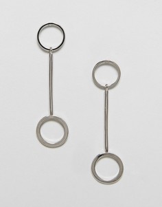 Серьги-подвески с кольцами Nylon - Серебряный