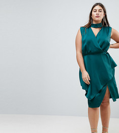 Платье миди с запахом ASOS CURVE - Зеленый