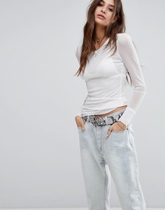 Топ с прозрачными рукавами Free People - Белый