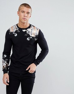 Облегающий свитшот с принтом ASOS - Черный