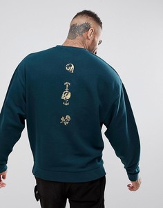 Оверсайз-свитшот с вышивкой на спине ASOS - Зеленый