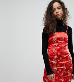 Атласное платье мини с цветочным принтом Parisian Petite - Красный