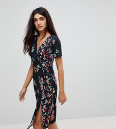 Платье миди с запахом и цветочным принтом ASOS TALL - Мульти