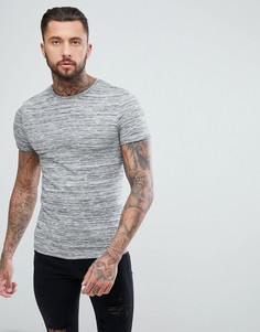 Серая обтягивающая футболка из легкого трикотажа с подвернутыми рукавами ASOS - Серый