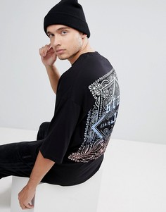 Свободная длинная футболка с банданным принтом ASOS - Черный