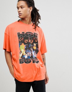 Свободная футболка с принтом ASOS Hot Boys - Оранжевый