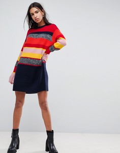 Вязаное платье оверсайз в полоску ASOS - Мульти