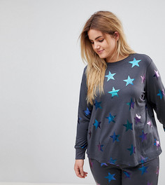Свитшот с голографическим принтом звезд ASOS CURVE LOUNGE - Серый