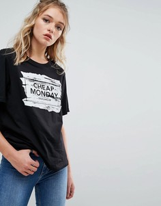 Футболка с логотипом и принтом мазков кисти Cheap Monday - Серый