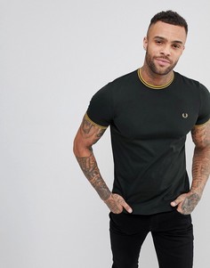Зауженная зеленая футболка Fred Perry - Зеленый