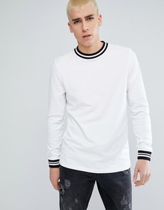 Лонгслив из пике с контрастной отделкой ASOS - Белый