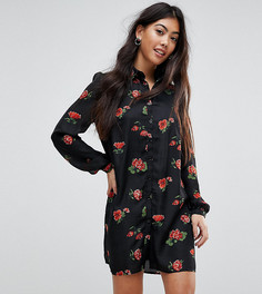 Платье-рубашка в стиле вестерн с цветочным принтом Fashion Union Petite - Черный