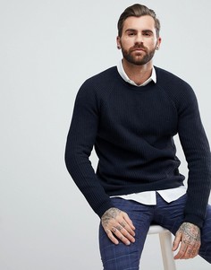 Темно-синий фактурный джемпер с добавлением шерсти ASOS - Темно-синий