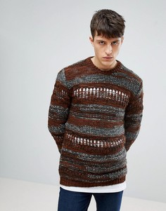 Коричневый фактурный джемпер в полоску ASOS - Коричневый