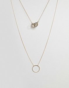 Ожерелье ограниченной серии с соединенными кольцами - Золотой Asos