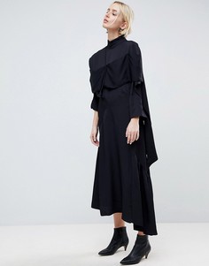 Платье с асимметричными вставками и оборками ASOS WHITE - Черный
