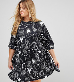 Свободное платье мини с принтом ASOS CURVE - Мульти