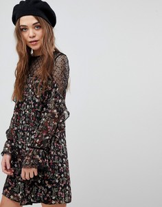 Платье с цветочным принтом и пайетками New Look - Черный