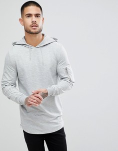 Худи обтягивающего кроя с молниями по бокам ASOS - Серый