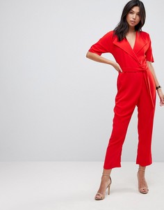 Комбинезон с запахом и поясом ASOS - Красный