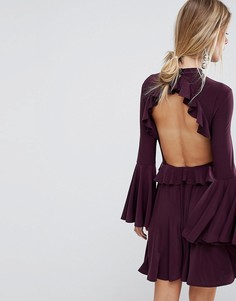 Короткое приталенное платье с оборкой ASOS - Фиолетовый