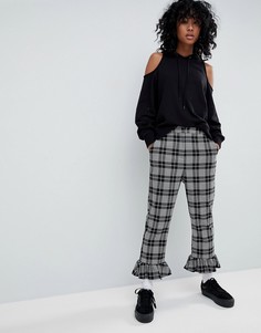 Брюки в клетку с оборками по краям ASOS Tailored - Мульти