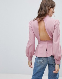 Блузка с открытой спиной PrettyLittleThing - Кремовый