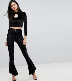 Бархатные леггинсы с оборками Flounce London Tall - Черный