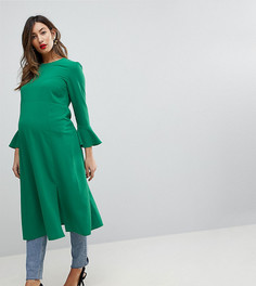 Платье миди с разрезами и рукавами клеш ASOS Maternity - Зеленый