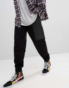 Черные суженные книзу джоггеры с байкерской отделкой ASOS - Черный