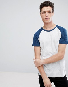 Синяя футболка с рукавами реглан Burton Menswear - Синий